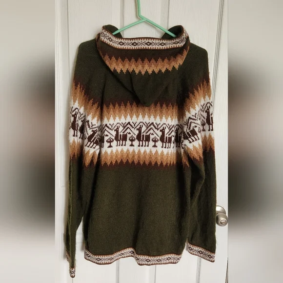 Amorinka Alpaca Wool Hooded Zip-Up Sweater - XL, Made in Peru - Picture 6 of 11